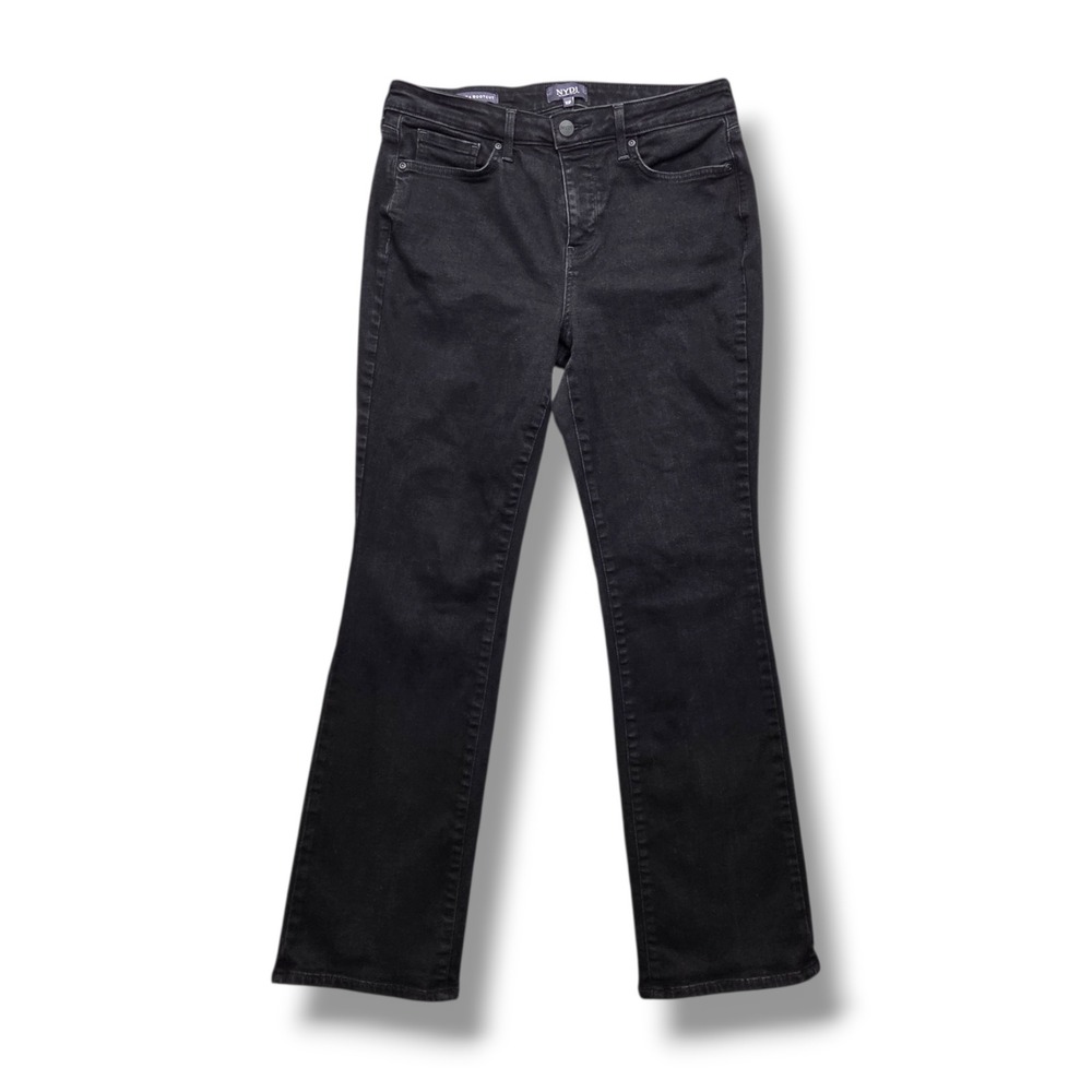 NYDJ Barbara Bootcut Jeans Womens 10 Petite Black Mid Rise Stretch Lift Tuck